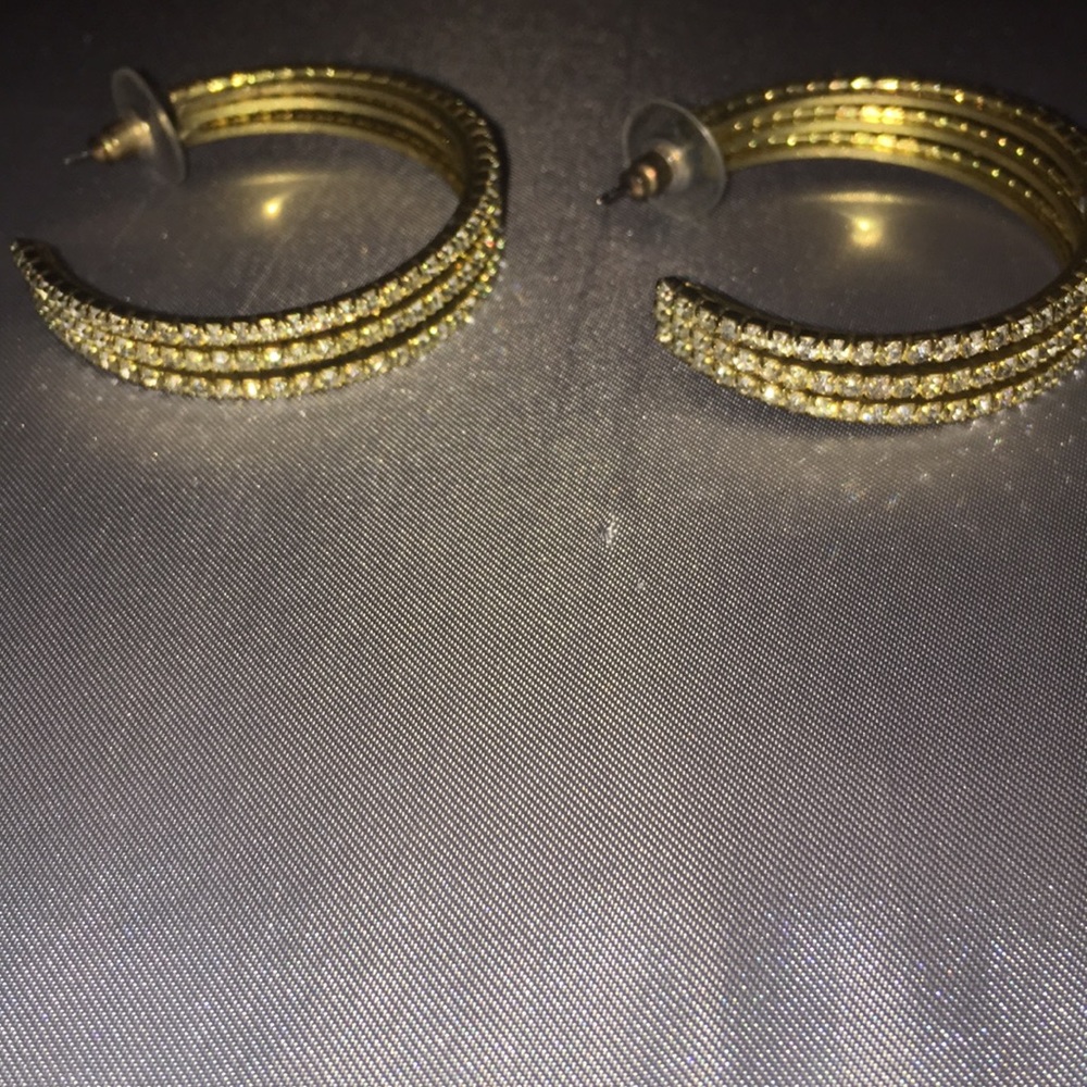 Bebe Crystal hoop earrings